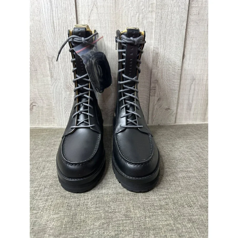 Sperry x John Legend Mens Sz 9 Tall Black Leather Lace-Up Boots w/ Side Zipper